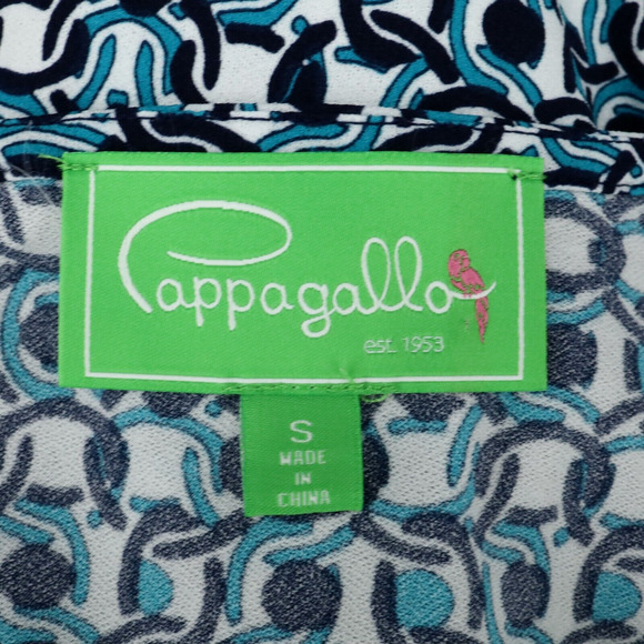 Pappagallo Top Womens Small Blue White Trimmed Neck Tunic Blouse Stretch Knit - Picture 3 of 13